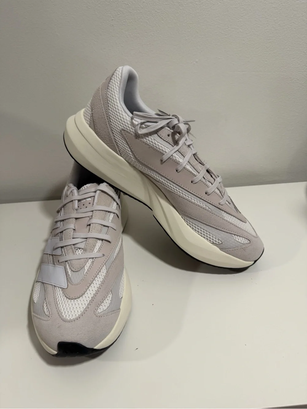 adidas Neutral Beige and White Lightblaze Trainers size 12.5